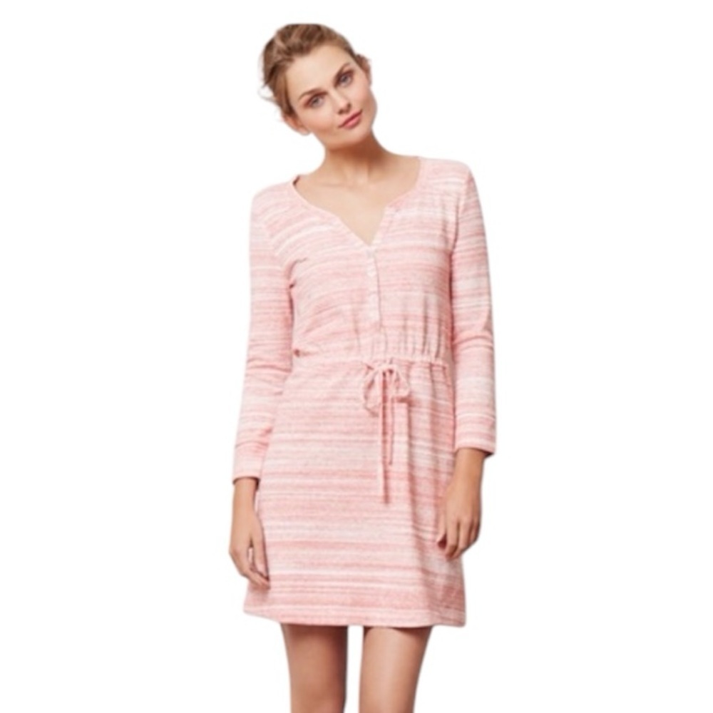 Anthropologie Saturday Sunday Red/Pink Space Dye Striped Knit Dress Size Small